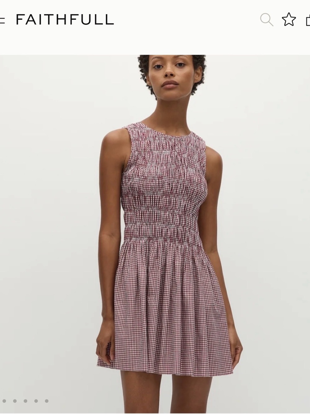 Faithfull the Brand Heidi Burgundy Gingham Smocked Mini Dress